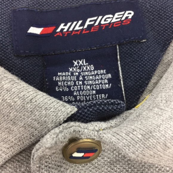 TOMMY HILFIGER Athletics Spell Out Gray Polo 2XL - Picture 3 of 6